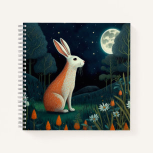 Carnet Lapin orange et blanc au clair de lune