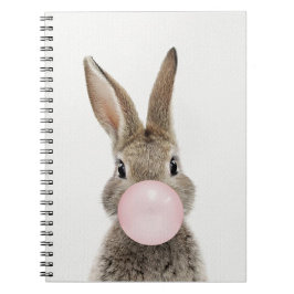 Carnet Lapin soufflant un bubble gum rose
