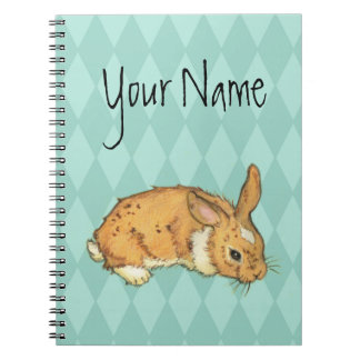 Carnet Lapin turquoise de motif de diamant