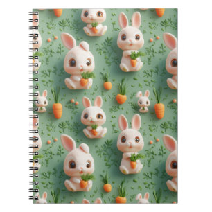 Carnet Lapins Mignons et Carottes Motif 3D Sans Couture