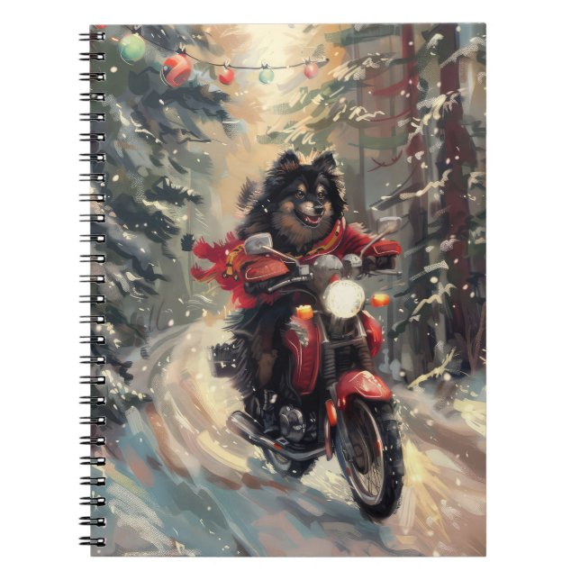 Carnet Lapphund Finlandais Chien à cheval Moto Noël (Devant)
