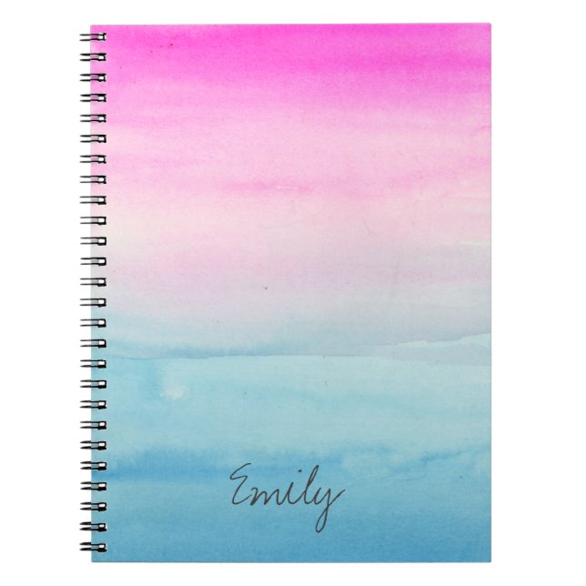 Carnet L'aquarelle bleue rose | d'Ombre ajoutent votre (Devant)