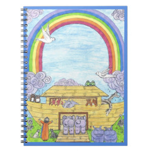 Carnet L'arche de Noé Aquarelle Arc-en-ciel Éléphant Drôl