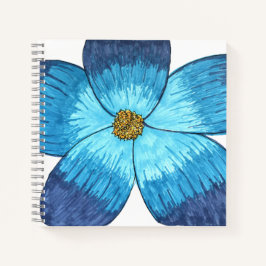 Carnet Large Blue Flower