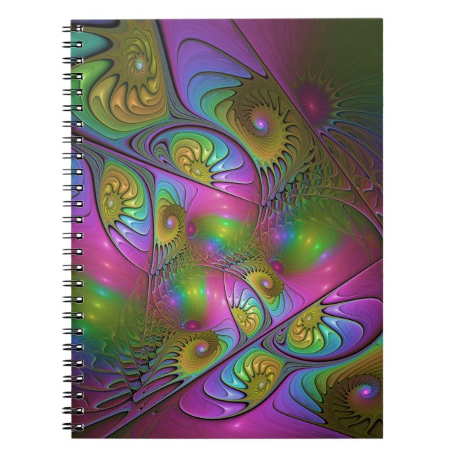 Carnet L'Art Fractal Abstrait, Lumineux Et Coloré (Devant)