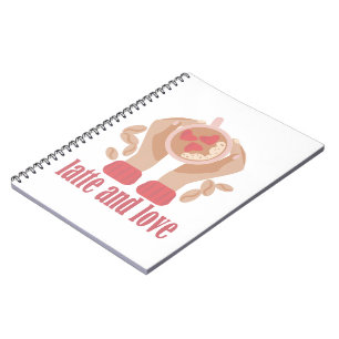 Carnet Latte et coupe d'amour, mains et citation de café