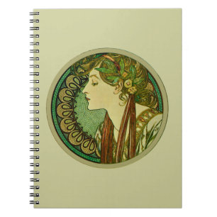 Carnet Laurel, Alphonse Mucha Art Vintage Nouveau