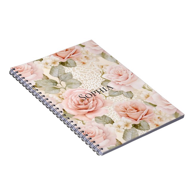 Carnet Lavage de mariage floral de roses roses blush crèm (Côté Droit)