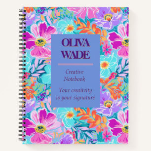 Carnet Lavande d'aquarelle florale brillante et planifica