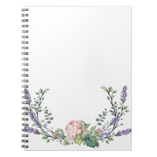 Carnet Lavande Eucalyptus rose fleurs roses pivoines