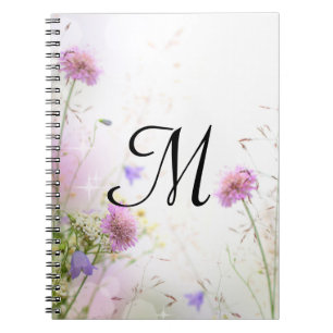 Carnet Lavande Fleurs sauvages Monogramme Note initiale L