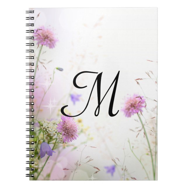 Carnet Lavande Fleurs sauvages Monogramme Note initiale L (Devant)