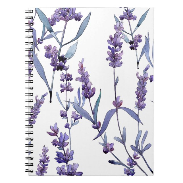 Carnet Lavande Florale sur blanc (Devant)