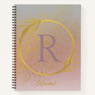 Carnet Lavande Luxe Moderne & Or Personnalisé Nom & Initi