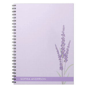 Carnet Lavande minimaliste violet avec nom