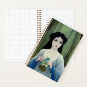 Carnet Lave-encre illustration de la belle femme à Woods
