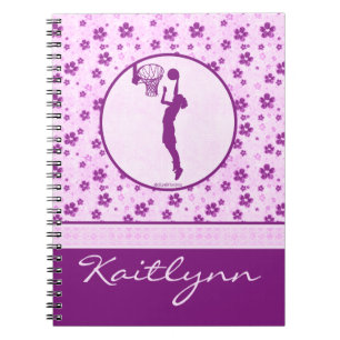 Carnet Le basket-ball décoré d'un monogramme Purple Hea