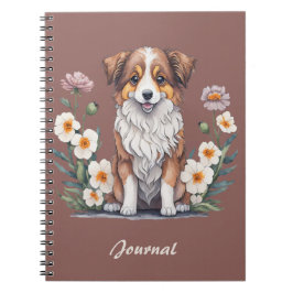Carnet Le beau Collie est entouré de fleurs.