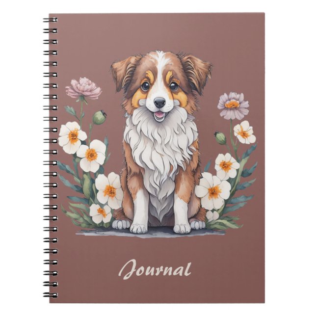 Carnet Le beau Collie est entouré de fleurs. (Devant)