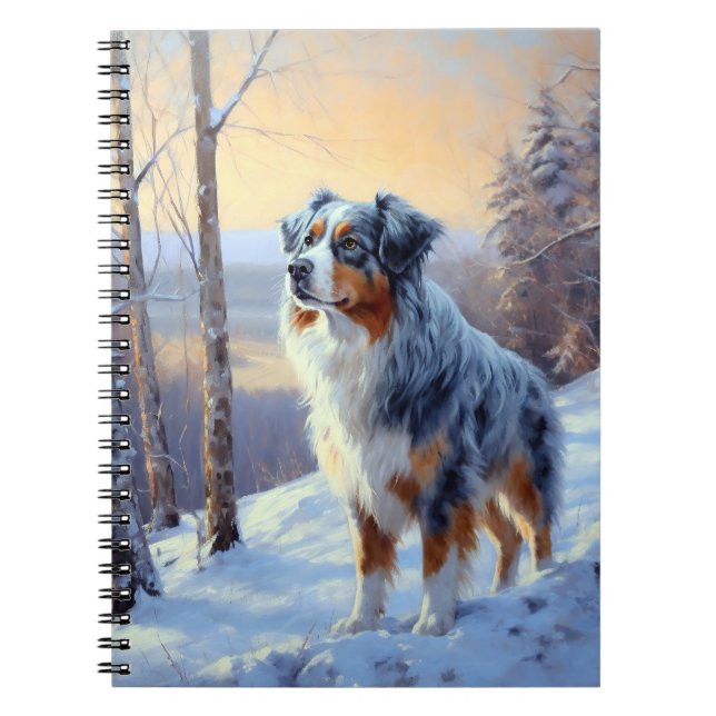 Carnet Le Berger Australien Laisser Neige Noël (Devant)