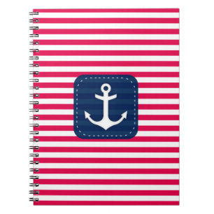 Carnet Le blanc rouge nautique barre l'ancre de bannière