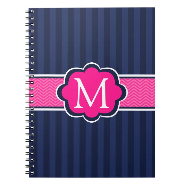 Carnet Le bleu marine barre le monogramme de coutume de (Devant)