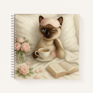 Carnet Le chat boit du café au lit