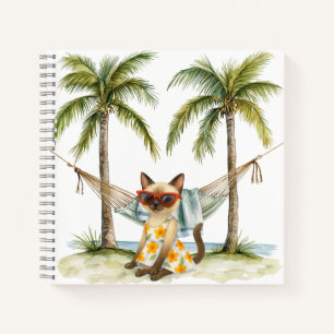 Carnet Le chat siamois est à la plage au bord de la mer e