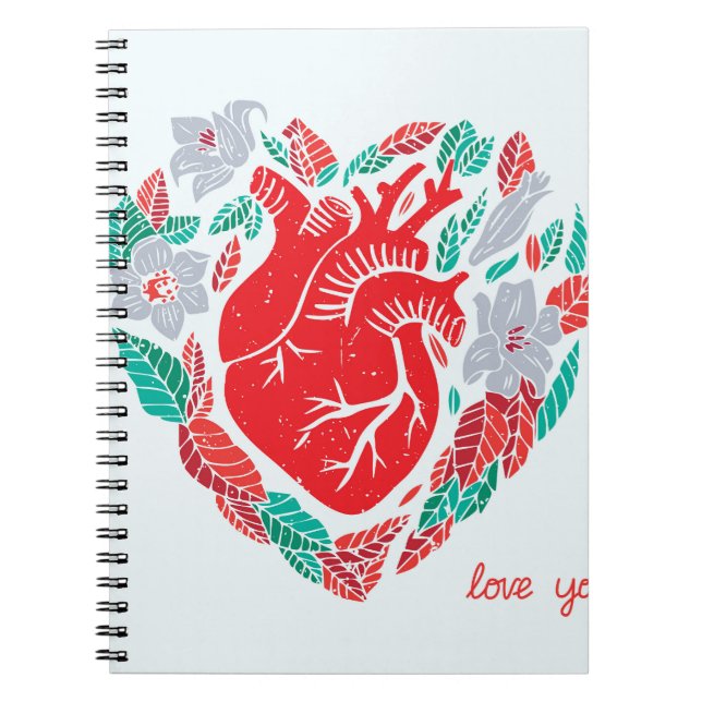 Carnet Le coeur anatomique de Valentine : carte unique (Devant)