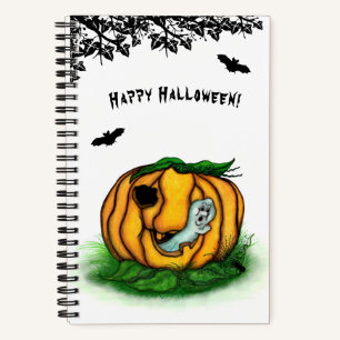 Carnet Le fantôme d'Halloween, chauve-souris, fantôme et 