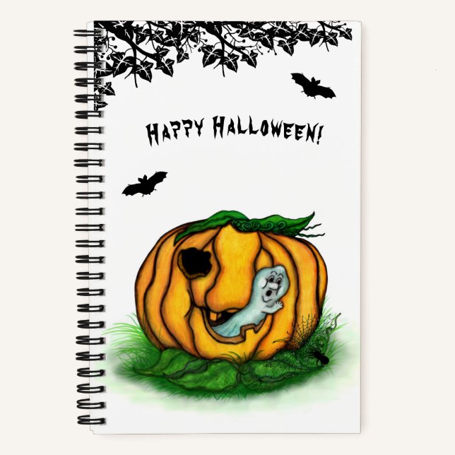 Carnet Le fantôme d'Halloween, chauve-souris, fantôme et  (Recto)