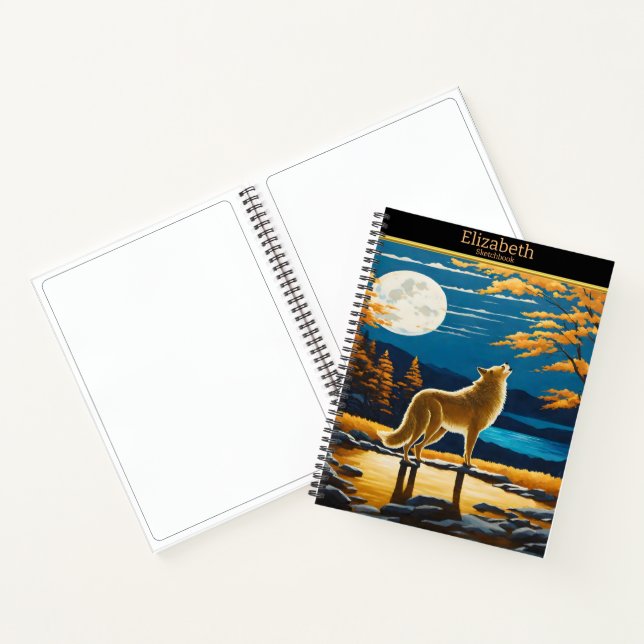 Carnet Le loup hurle à la nuit lune (Intérieur)