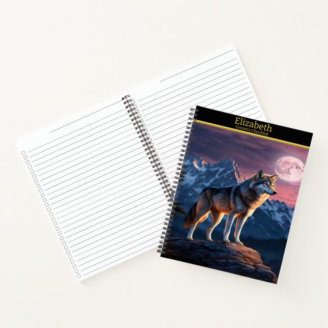 Carnet Le loup hurle sous un ciel clair de lune (Intérieur)
