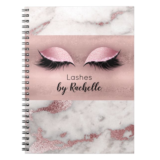 Carnet Le maquillage de mèches de cil rougissent rose (Devant)