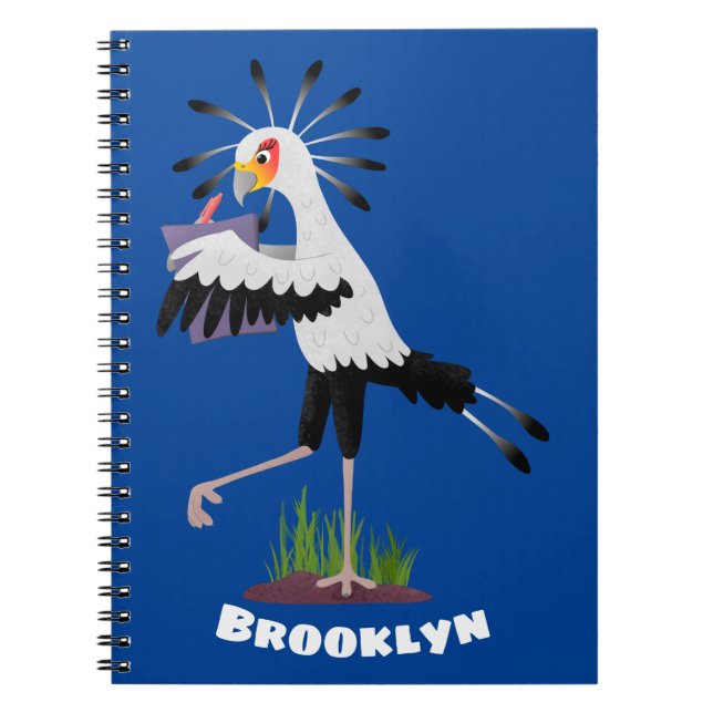 Carnet Le mignon secrétaire oiseau écrire des notes dessi (Devant)