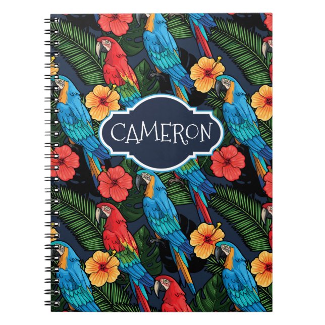 Carnet Le motif | d'ara et de ketmie ajoutent votre nom (Devant)