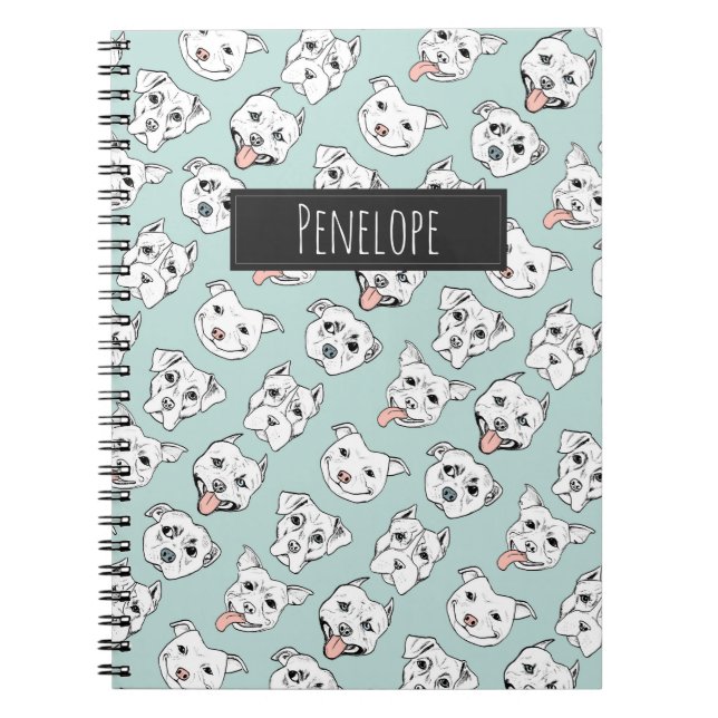 Carnet Le motif | de chien de pitbull ajoutent votre nom (Devant)