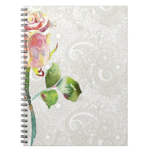 Carnet Le motif floral fleuri avec l'aquarelle rose s'est