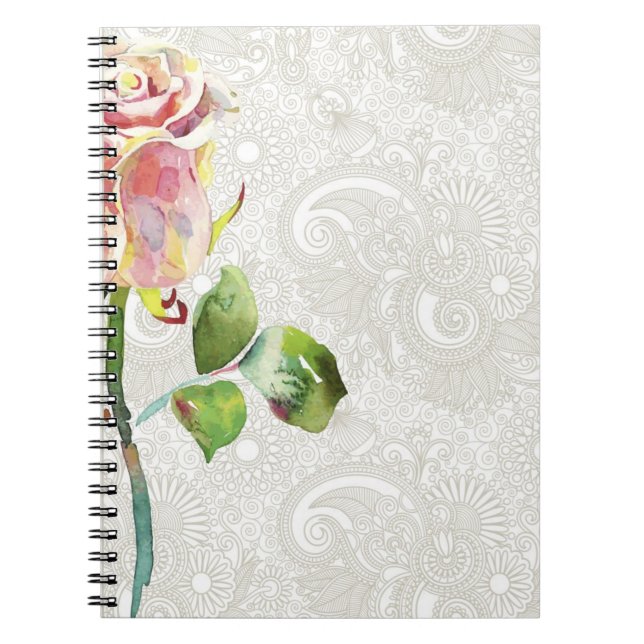 Carnet Le motif floral fleuri avec l'aquarelle rose s'est (Devant)