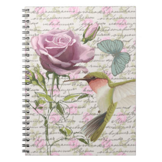 Carnet Le papillon vintage de colibri et s'est levé