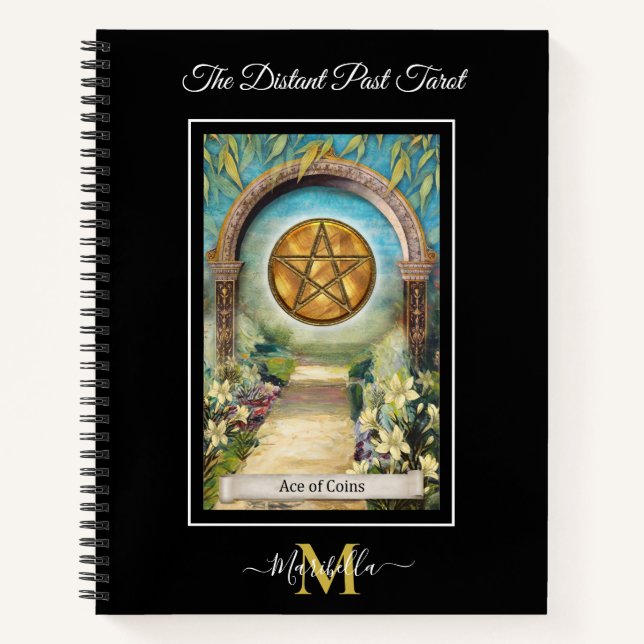 Carnet Le pont de tarot lointain l'as des pièces Monogram (Devant)