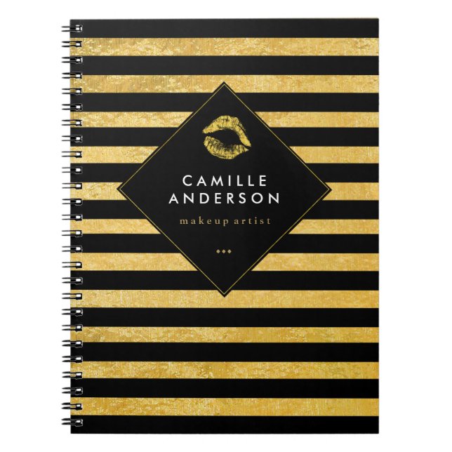 Carnet Le rouge à lèvres chic personnalisable d'or se (Devant)