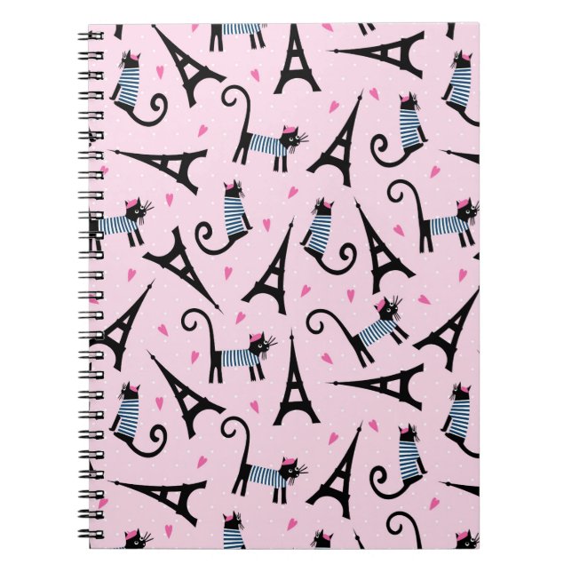 Carnet Le style français a habillé le chat avec le motif (Devant)