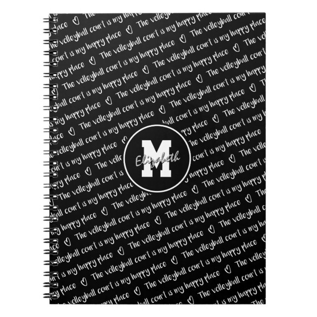Carnet Le terrain de volley est mon joyeux endroit monogr (Devant)
