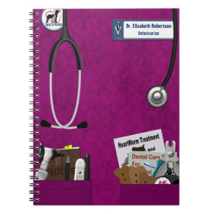 Carnet Le vétérinaire frotte et la conception Fushia de