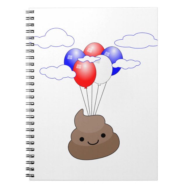 Carnet Le vol Poo Emoji avec ballons (Devant)