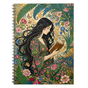 Carnet Lecture dans le jardin Art nouveau