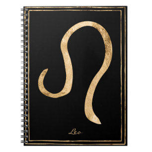Carnet Leo martelé or stylisé symbole astrologie