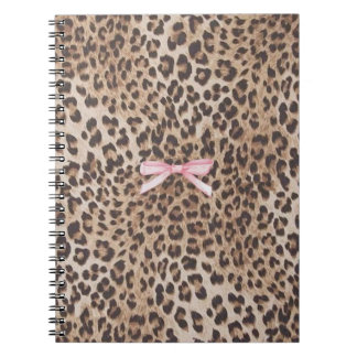 Carnet Leopard Luxe avec Nœud Rose