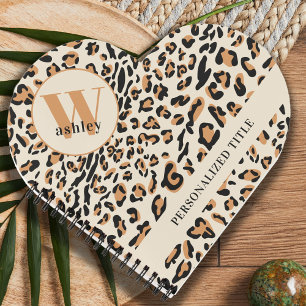 Carnet Leopard Print Modern Monogrammed Heart Shaped
